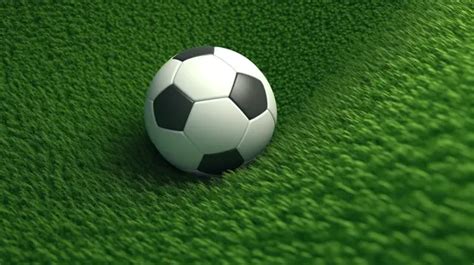 3d Style Soccer Ball With Basic Pattern On A Lush Green Grass Field Background Football Ground