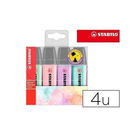 ROTULADOR STABILO BOSS PASTEL FLUORESCENTE 70 ESTUCHE DE 4 UNIDADES