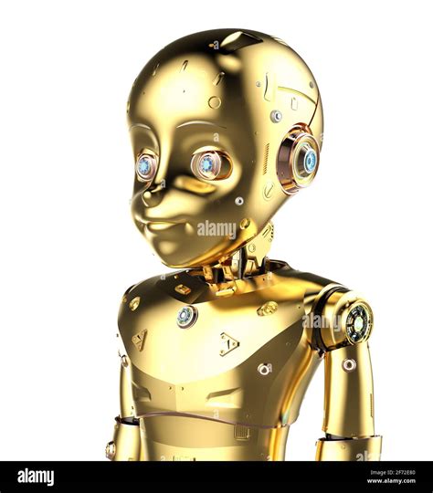 3d rendering golden cute robot or artificial intelligence robot with ...