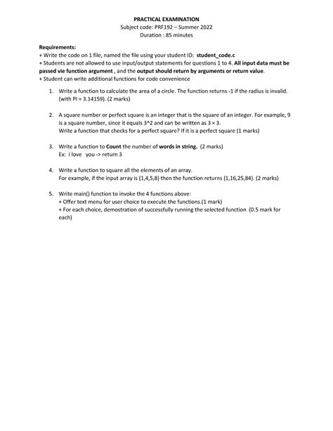 Prf192 Pe1 Su22 Homework Practical Examination Subject Code Prf192