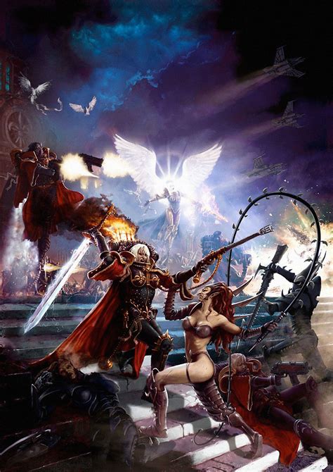 Wh40kartwork Adepta Sororitas Battle Dark Eldar Kabal By Stefan