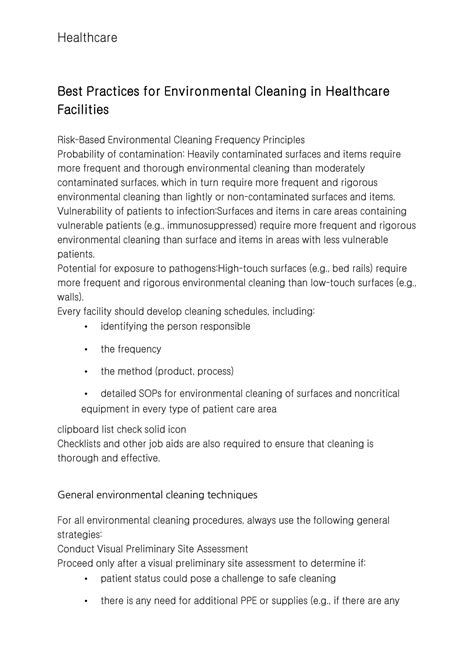 SOLUTION: Environmental cleaning procedures - Studypool