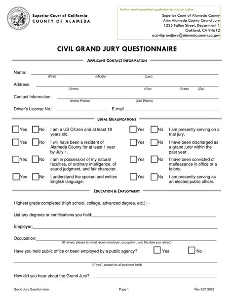 County Of Alameda California Civil Grand Jury Questionnaire Fill Out Sign Online And