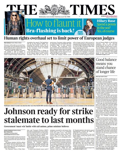 Times Front Page 22nd Of June 2022 Tomorrows Papers Today