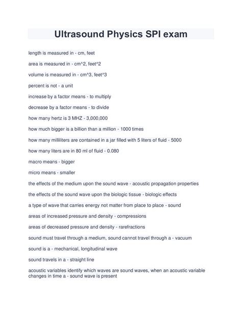 Ultrasound Physics SPI Exam 2022 2023 Correct Q A SATISFACTION