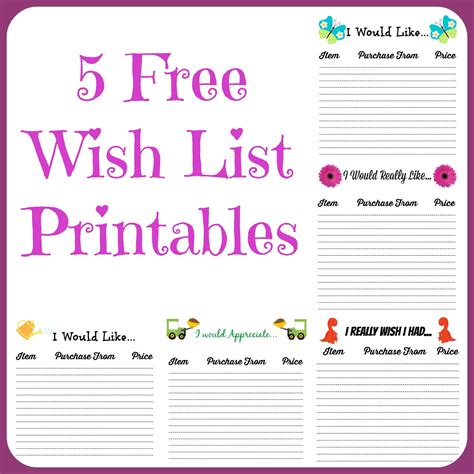 5 Wishes Free Printable Form Printable Forms Free Online