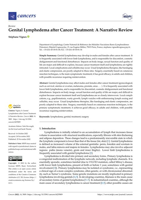 (PDF) Genital Lymphedema after Cancer Treatment: A Narrative Review