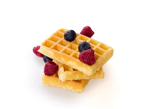 Premium Photo Belgium Waffles With Fresh Berries Isolated On White