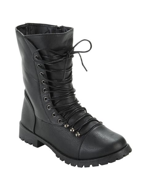 Black Lace Up Combat Boot Hot Topic