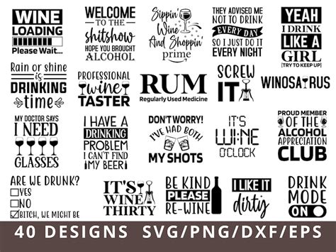 Alcohol Quotes Svg Bundle Wine Svg Funny Alcohol Svg Etsy