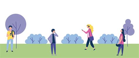 People Walking Outdoors In Park 833810 Vector Art At Vecteezy