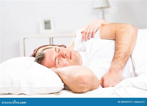 Man Sleeping In Bed Stock Image Image Of Face Asleep 30924913