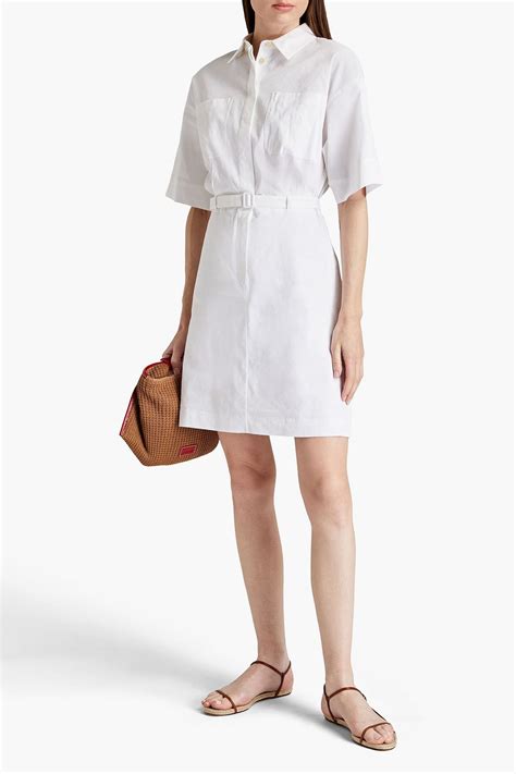 Theory Belted Linen Blend Mini Dress The Outnet