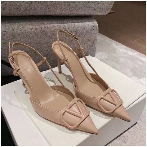 Women 2022 V Pointed Toe Nude Color Single Shoes Stiletto Heel Sandals Summer 76786 Shopee