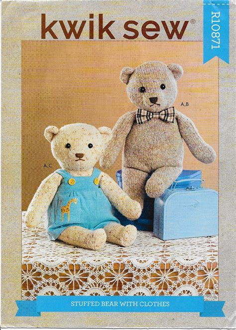 Sewing Pattern Kwik Sew Stuffed Bears Clothing One Size Ff