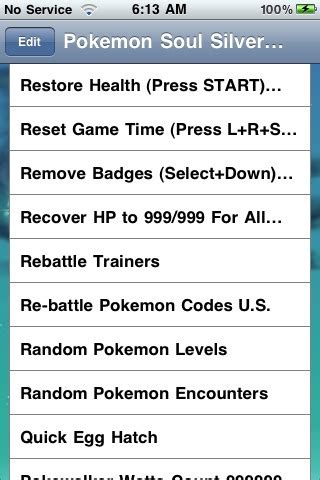 Pokemon SoulSilver Cheats App for iPad - iPhone - Reference