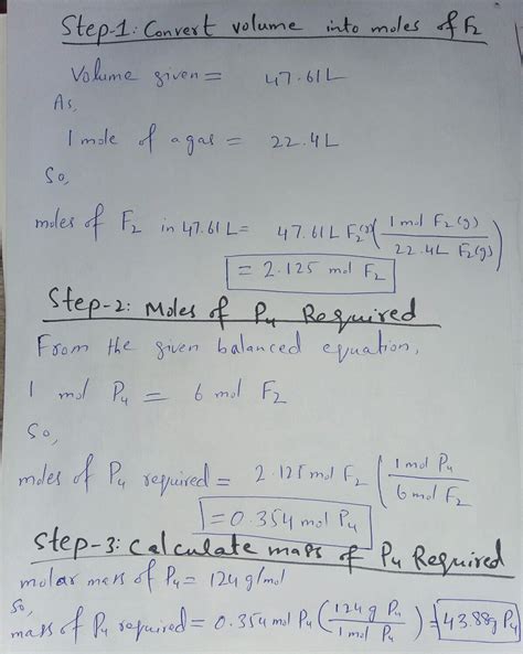 [Solved] What mass of P 4 is needed to completely react with 47.61 L of ...