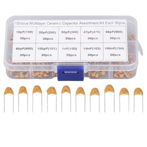 Qiilu Kit d assortiment de condensateurs céramiques 300 pièces