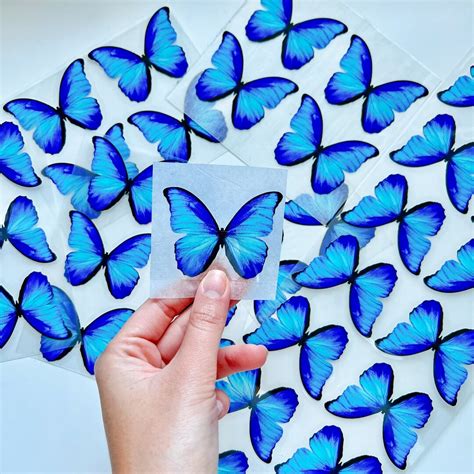 Blue Butterfly Iron On Stickers Patches Blue Butterfly Heat Transfers Vinyl Htv For Sneaker