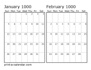 Download 1000 Printable Calendars