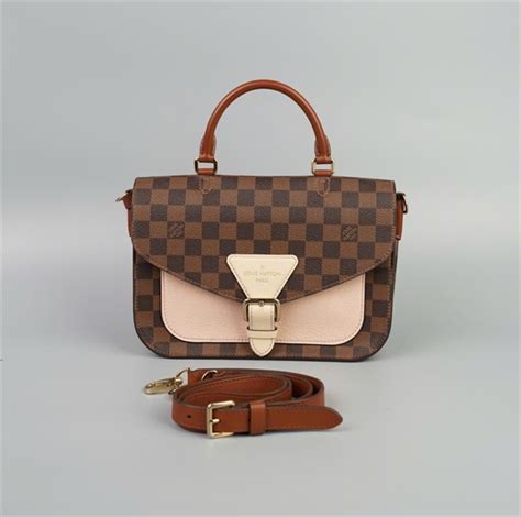 Túi LV ô vuông phối da nude size 24 HC