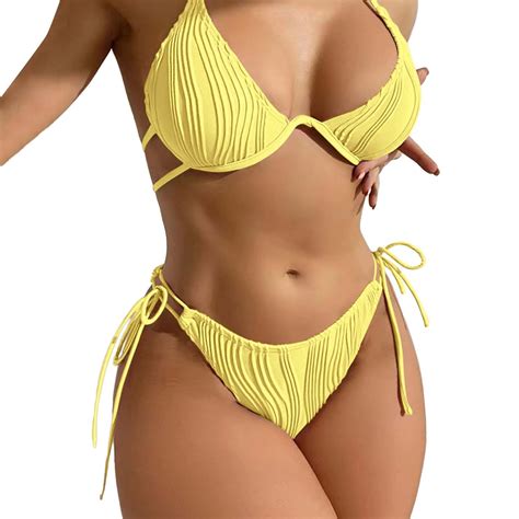 Charmgo Bikini Sets For Women Clearance Swim Halter Triangle Tie Side