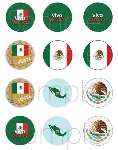 Mexican Flag Cupcake Toppers Instant Download Stickers - Etsy | Mexican ...