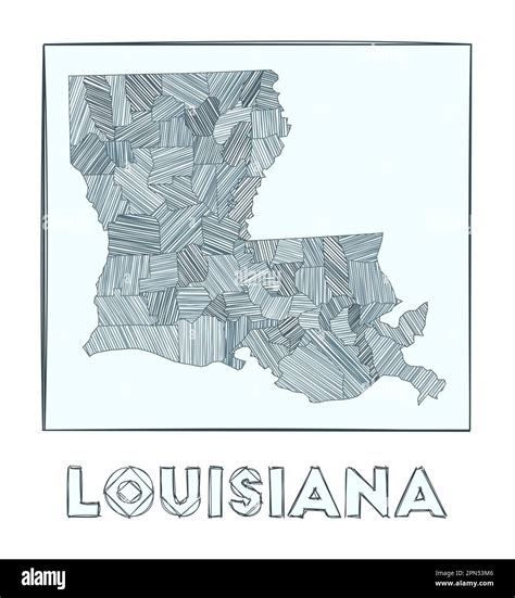 Sketch Map Of Louisiana Grayscale Hand Drawn Map Of The Us State