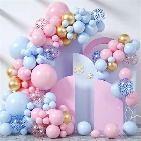 Kit De Arco De Guirnalda De Globos Rosa Y Azul Pulgadas Globos