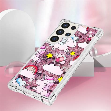 Coque Samsung Galaxy S Ultra G Paillettes Licornes Dans Les Nuages