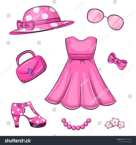 Set Cute Cartoon Girls Pink Clothes Stock Vector (Royalty Free) 1987177547 | Shutterstock