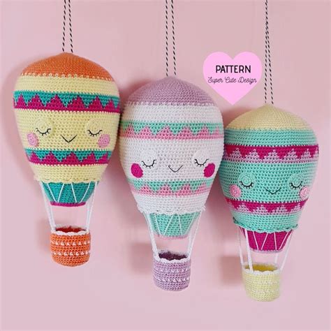 Hot Air Balloon Pdf Pattern Crochet Amigurumi Etsy Balloon Mobile