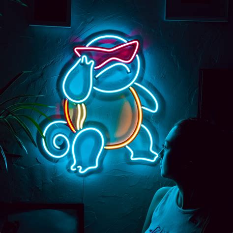 Squirtle Pokémon Ispired Neon Wall Decor Anime Decorsquirtle Ts