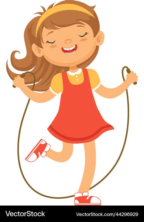 Girl Jumping With Skipping Rope Cartoon Happy Kid Vector Image