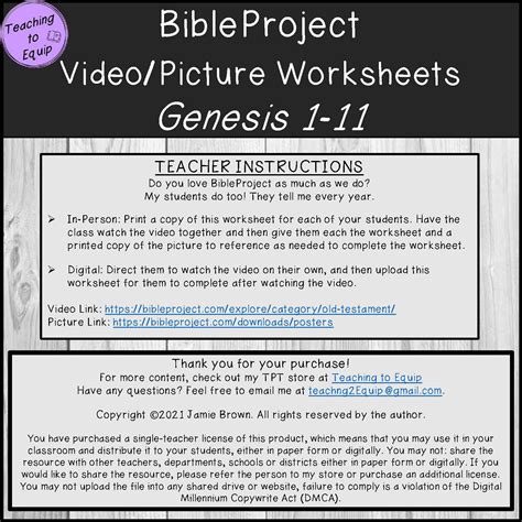 Genesis Book of the Bible Summary 2-part Activity (Download Now) - Etsy