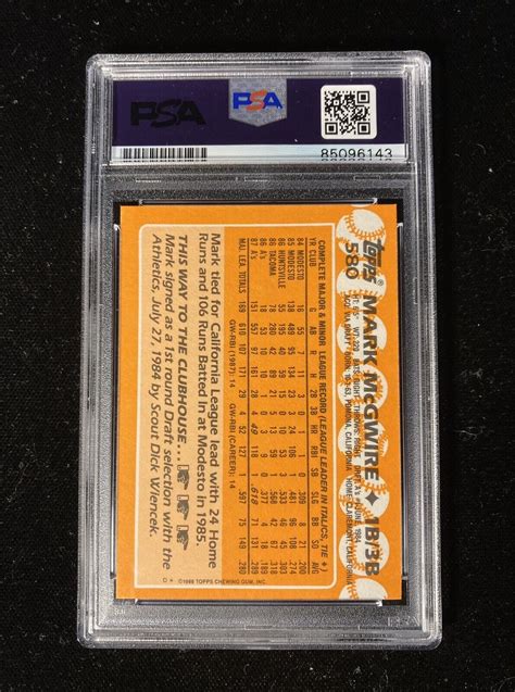 Topps Tiffany Mark Mcgwire All Star Rookie Cup Auto Psa Dna