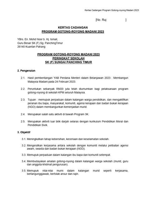 Kertas Kerja Program Gotong Royong Madani 2023 Pdf