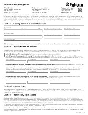 Fillable Online Putnam B Beneficiary Distribution Form Return By Mail