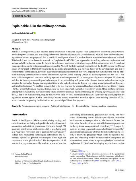 Pdf Explainable Ai In The Military Domain