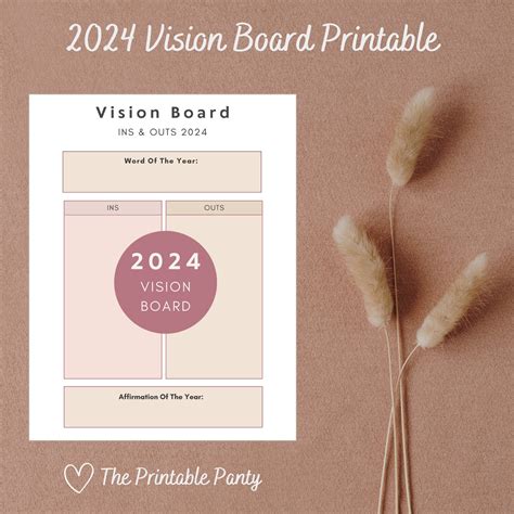 2024 Vision Board Printable Ins & Outs Digital Printable 2024 Goals ...