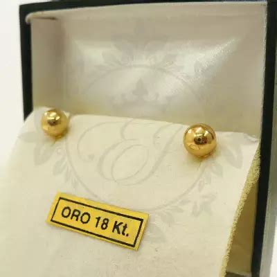 Aros De Oro 18 Kts Con Bola Lisa 5mm Entre Joyas Caballito