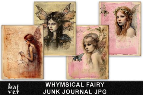 Whimsical Fairy Junk Journal Pages Print Graphic By Batvet Creative