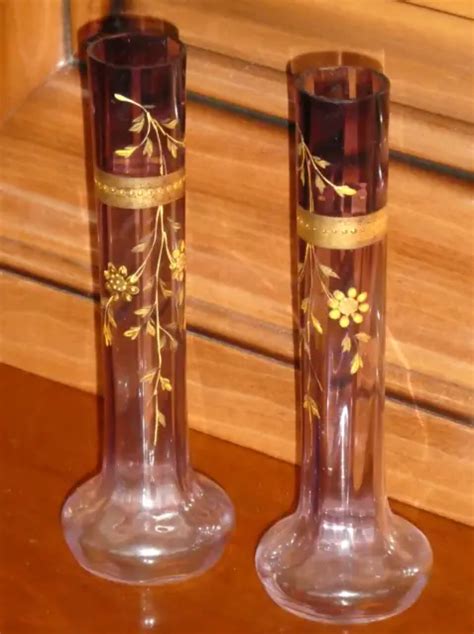 Jolies Vases Soliflores Verre Maill Legras Mauve D Cor De Fleurs