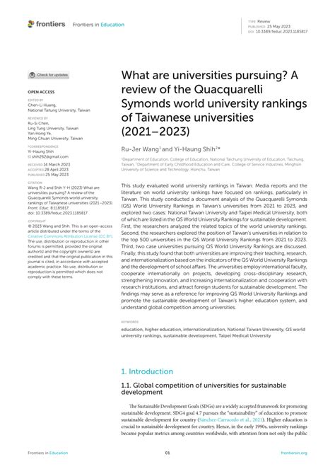 PDF What Are Universities Pursuing A Review Of The Quacquarelli