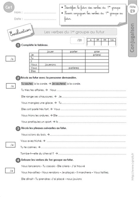 évaluation Conjugaison Cm1 Passé Présent Futur