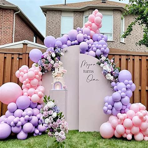 Pastel Purple and Pink Colors Balloons Garland Birthday Party ...