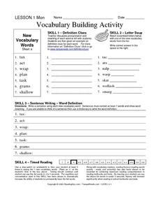 Vocabulary Building Activities Worksheet for 2nd - 3rd Grade | Lesson Planet