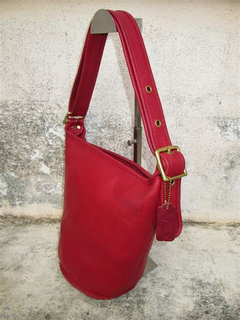 D Rayakeebag Authentic Coach Red Leather Shoulder Sling Bag Sold