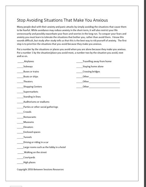 Free Anxiety Worksheets