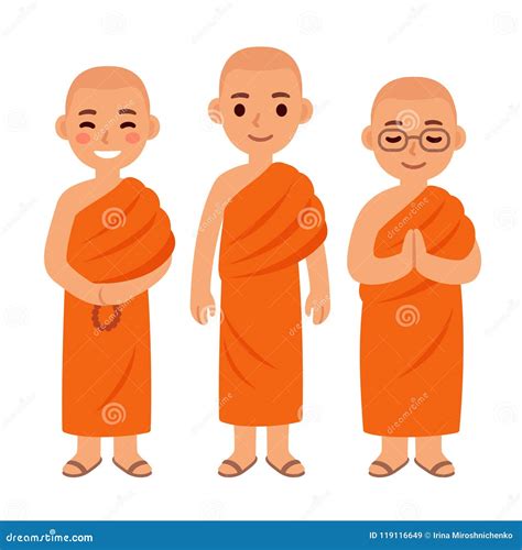 Cute Cartoon Buddhist Monks Stock Vector - Illustration of male ...